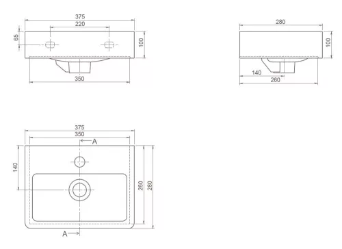 CeraStyle MINI porcelán kézmosó 28 x 37 cm