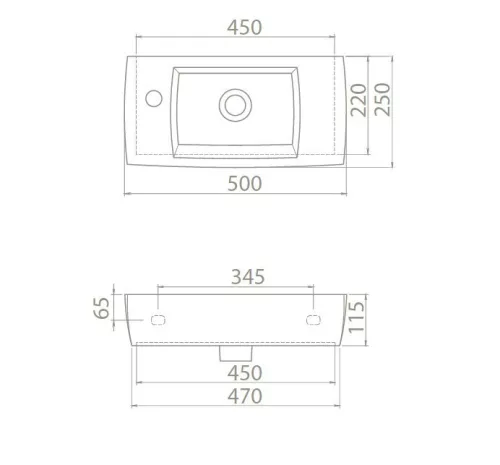 CeraStyle CITY MINI porcelán mosdó - bal csaplyuk 25 x 50 cm