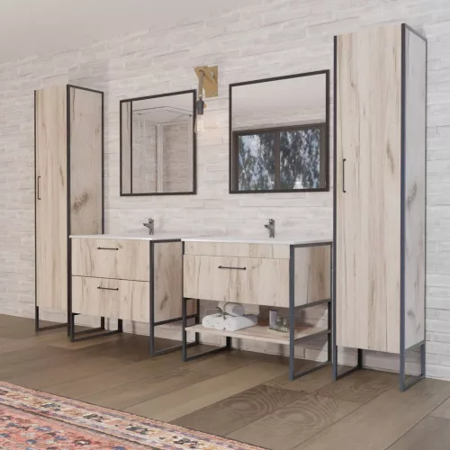 TMP IRON fürdőszobai tükör 85 cm - fekete keret - szögletes