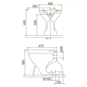   CeraStyle porcelán WC csésze - mély öblítésű - ALSÓ kifolyású