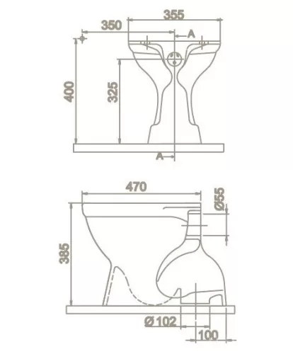CeraStyle porcelán WC csésze - mély öblítésű - ALSÓ kifolyású