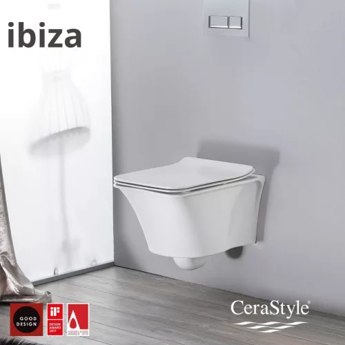 CeraStyle IBIZA fali WC - BEÉPÍTETT bidé funkcióval - rimless - perem nélkül -mély öblítés