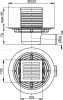 AlcaPlast APV103 Padlóösszefolyó 105×105/50 mm vízszintes, rozsdamentes rács, vizes bűzzár