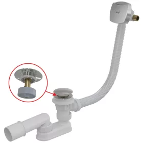   AlcaPlast A508CKM CLICK/CLACK kádszifon, feltöltős túlfolyóval, króm 57cm
