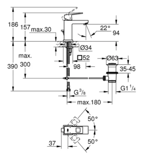Grohe EUROCUBE mosdócsaptelep (23127000) - Bemutató darab kiárusítás!