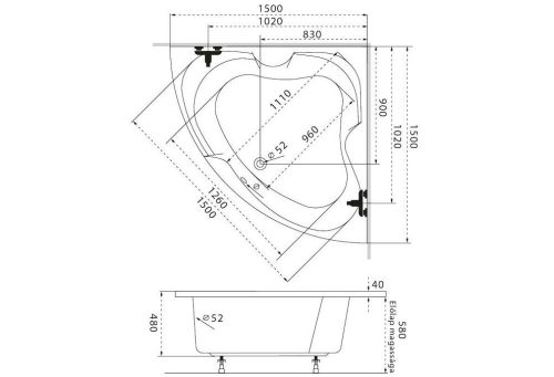 M-Acryl Melody sarokkád 150x150 cm 12182