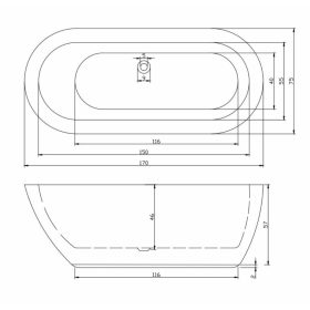   Sanotechnik SYDNEY térben álló fürdőkád  170x75x60 cm G9031