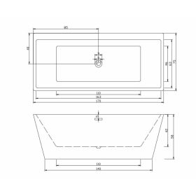   Sanotechnik STYLE térben álló fürdőkád  170x75x59 cm G9020