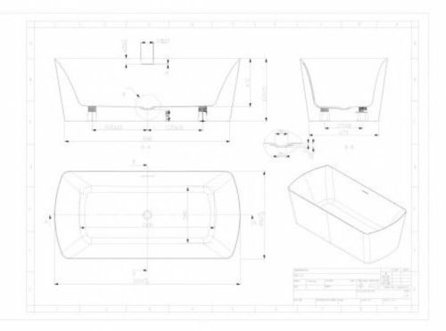 Sanotechnik ORLANDO térben álló akril fürdőkád 180x85x61,5 cm G9028