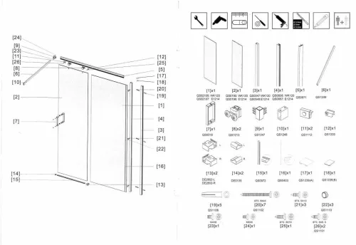 Sanotechnik kádparaván tolóajtós króm 118-120x140 cm E1214C