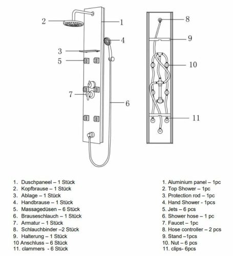 Sanotechnik LYON zuhanypanel mintás üveg 140x22 cm DG8030