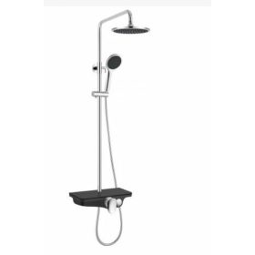   Sanotechnik AS702 fekete zuhanyrendszer csapteleppel 86-121x28x55cm