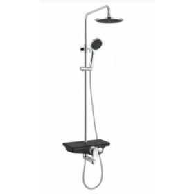   Sanotechnik AS704 fekete zuhanyrendszer kádtöltővel 86-121x28x55cm