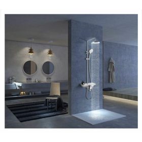   Sanotechnik AS704 fekete zuhanyrendszer kádtöltővel 86-121x28x55cm