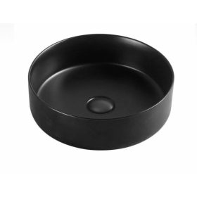   Sanotechnik SLIM ráépíthető fekete kerámia mosdó kerek K422B  41x41x14cm