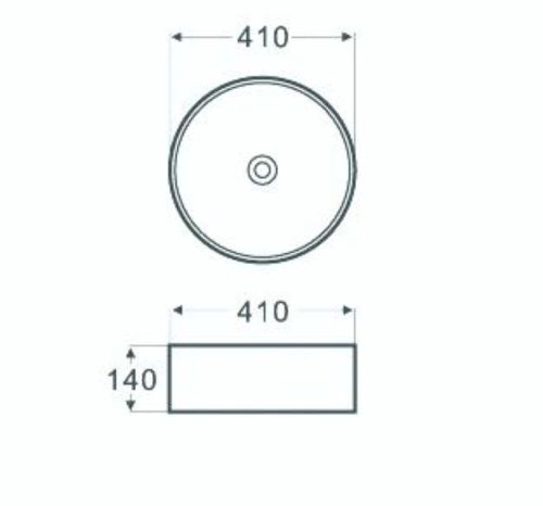 Sanotechnik SLIM ráépíthető fekete kerámia mosdó kerek K422B  41x41x14cm