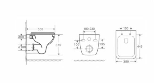 Sanotechnik SIENA fali Rimless WC ülőkével 35x55x37,5 cm RW5050