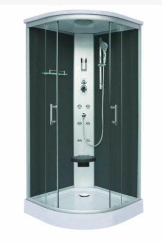 Sanotechnik SCALA íves fekete hidromasszázs zuhanykabin 90x90x215 cm CL96