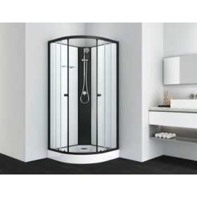   Sanotechnik BALATON1 komplett zuhanykabin íves fekete 80x80x203cm PS10B