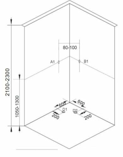 Sanotechnik BALATON2 komplett zuhanykabin fekete íves 90x90x203 cm PS11B