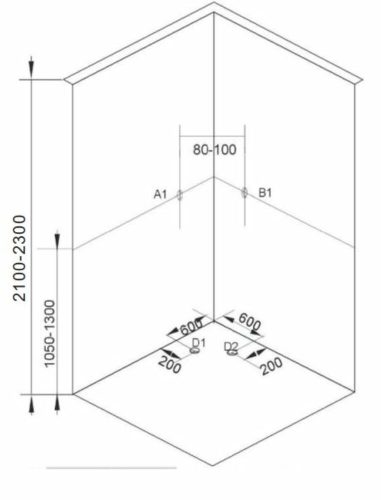 Sanotechnik BELA1 komplett zuhanykabin fekete íves 80x80x203 cm PS12B