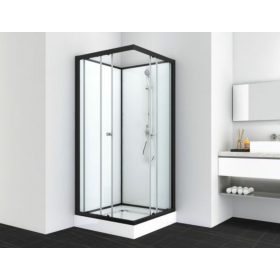   Sanotechnik UNI2 komplett zuhanykabin szögletes fekete 90x90x203 cm  PS15B
