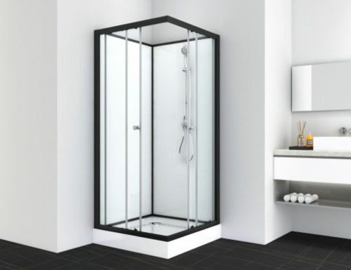 Sanotechnik UNI2 komplett zuhanykabin szögletes fekete 90x90x203 cm  PS15B