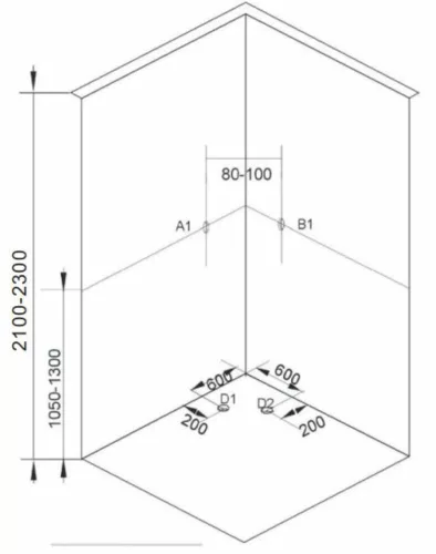 Sanotechnik UNI2 komplett zuhanykabin szögletes fekete 90x90x203 cm  PS15B