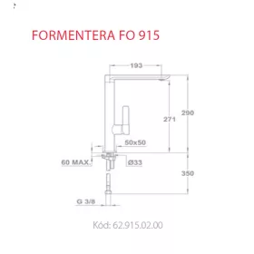   Teka FORMENTERA mosogató csaptelep, króm, FO 915 (62.915.02.00) Bemutató darab!