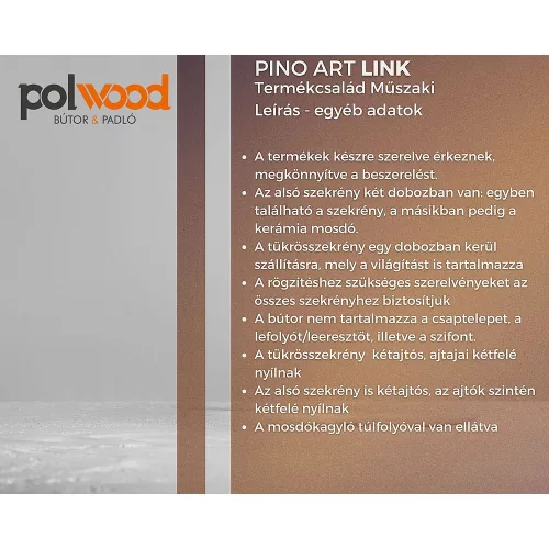 Polwood LINK 60 fürdőszoba bútor kerámia mosdóval, magasfényű fehér 0566-100060