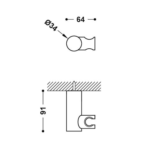 Tres Zuhanytartó fix kerek, anyaga RÉZ, MATT FEKETE (06183901NM)
