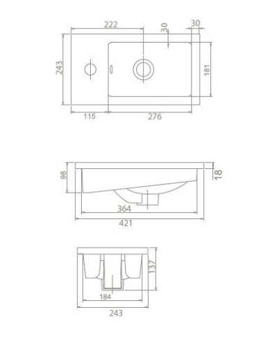 CeraStyle NIKA porcelán mosdókagyló 42 x 24 cm