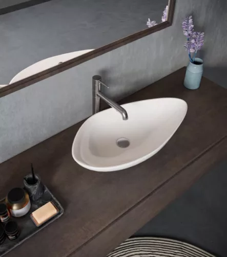 CeraStyle OLIVE - PULTRA ültethető - Top Counter - porcelán mosdó - 75 x 38 cm fehér