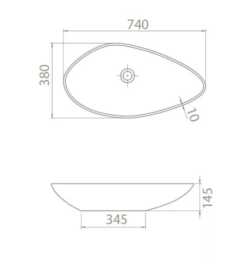 CeraStyle OLIVE - PULTRA ültethető - Top Counter - porcelán mosdó - 75 x 38 cm fehér