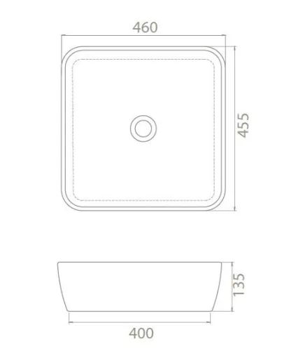 CeraStyle - Top Counter pultra ültethető porcelán mosdó - ONE -  - 46 x 46 cm