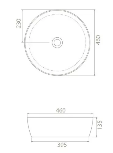 CeraStyle - Top Counter pultra ültethető porcelán mosdó - ONE - O - O 46 cm