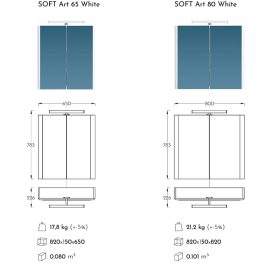 Polwood SOFT 65 tükrös szekrény fehér 65x78,3x22,6cm