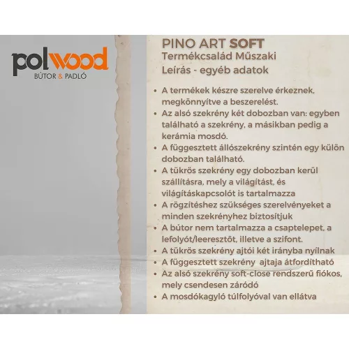 Polwood SOFT 80 tükrös szekrény bézs 80x78,3x22,6cm