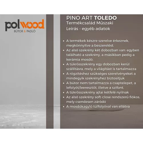 Polwood TOLEDO 80 fürdőszoba szekrény világosszürke 80x54x45,5cm