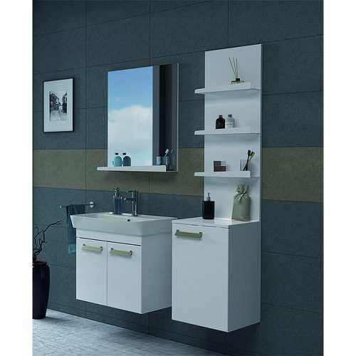 Polwood NEON 60 fürdőszoba bútor kerámia mosdóval, matt fehér