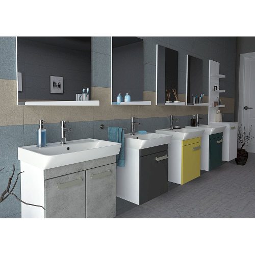 Polwood NEON 60 fürdőszoba bútor kerámia mosdóval, betonszürke