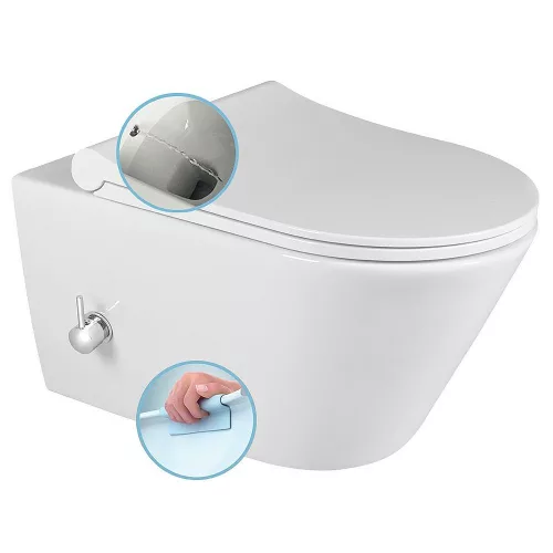 Sapho AVVA RIMLESS fali WC bidézuhannyal, csapteleppel, 35,5x53cm ülőke nélkül
