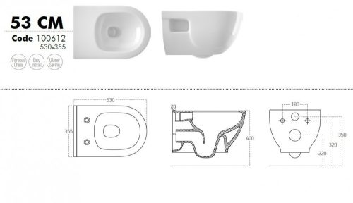 Sanovit BRILLA fali WC - rimless - perem nélküli - mély öblítésű