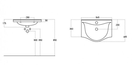 Sanovit ALBATROS porcelán mosdókagyló 64,5 x 46,5 cm