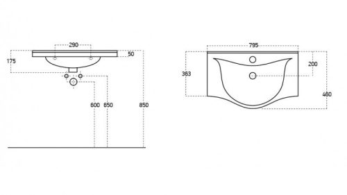 Sanovit ALBATROS porcelán mosdókagyló 80 x46 cm
