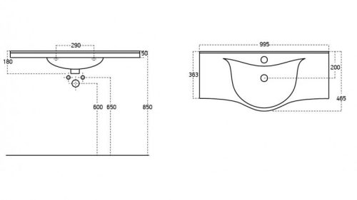 Sanovit ALBATROS porcelán mosdókagyló 100 x 46,5 cm