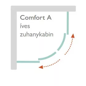   H2O COMFORT A 80x80x190cm zuhanykabin íves króm 5mm EasyClean üveg