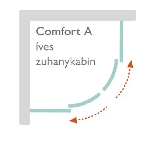 H2O COMFORT A 80x80x190cm zuhanykabin íves fekete 5mm EasyClean üveg