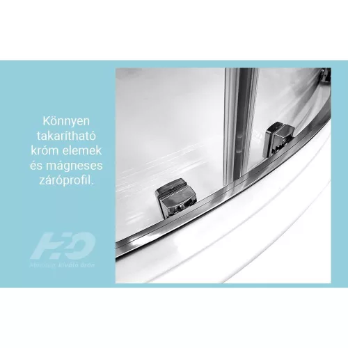 H2O COMFORT A 90x90x190cm zuhanykabin íves króm 5mm EasyClean üveg