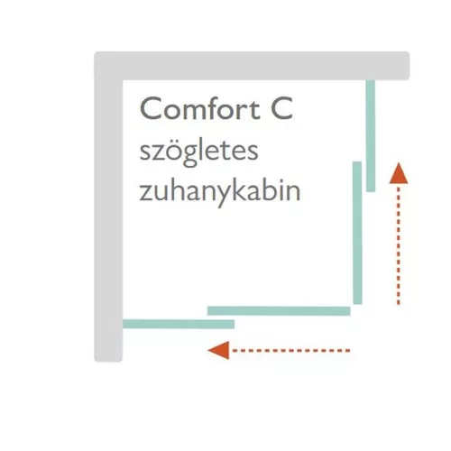 H2O COMFORT C 90x90x190cm zuhanykabin szögletes fekete 5mm EasyClean üveg